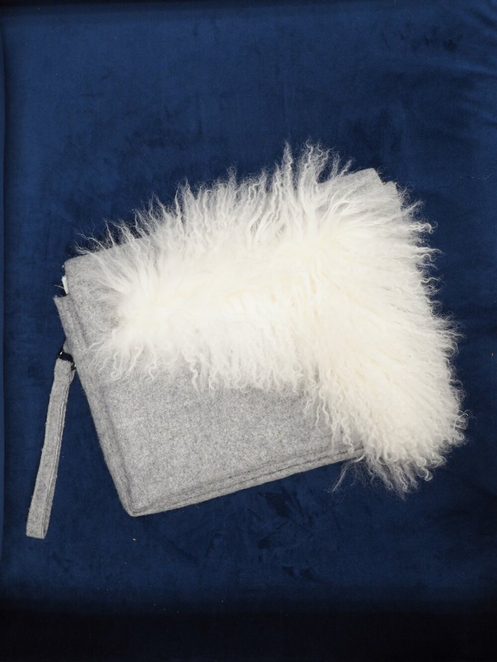 J. JS Lee by Jackie JS Lee Wool & Shearling Oversized Clutch